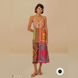 FARM Rio Multicolor Mixed Scarves Midi Dress